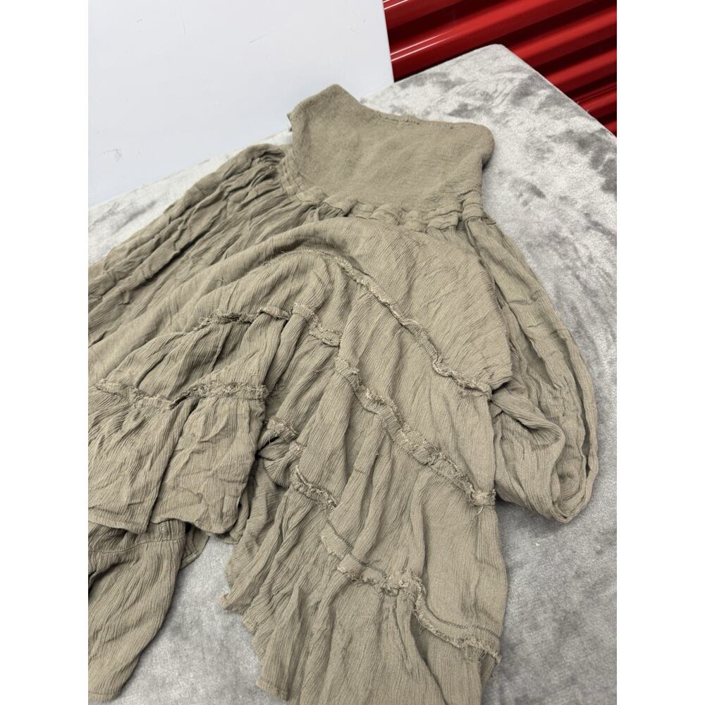 Free People Extratropical Maxi Dress Olive Stone XL Open Back Ruffle Boho - Picture 8 of 11